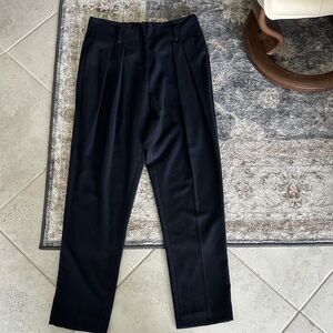 ba&sh Navy Pleated Wool Dress Pants